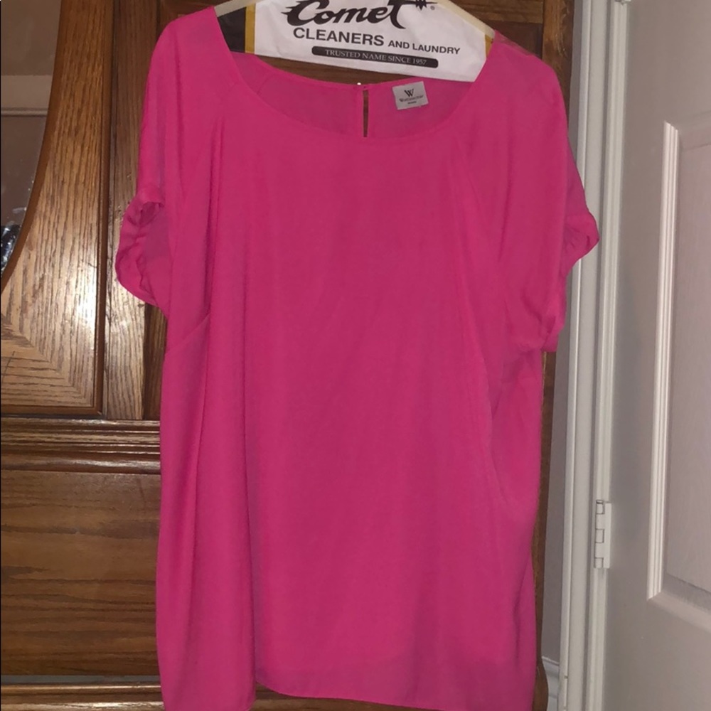 Hot Pink Cap Sleeve Blouse
